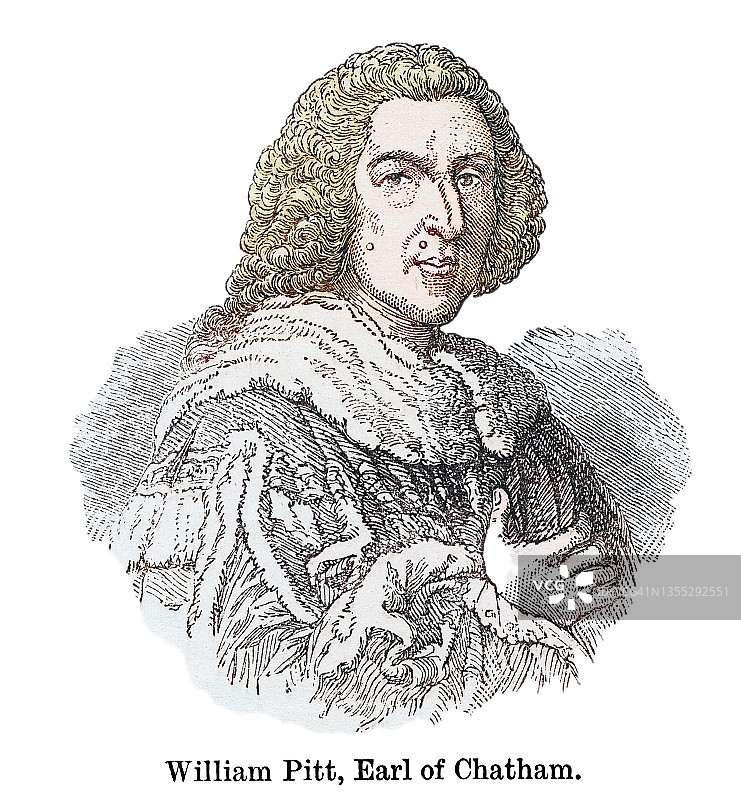 第一代查塔姆伯爵威廉·皮特肖像：前英国首相、辉格党政治家图片素材