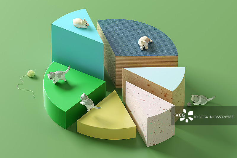 有趣的彩色猫咪饼图图片素材