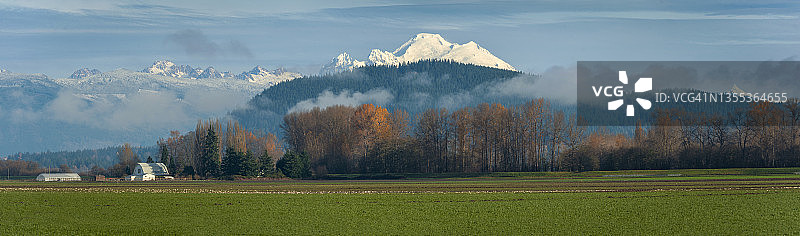 从斯卡吉特河谷看到的华盛顿州贝克山图片素材