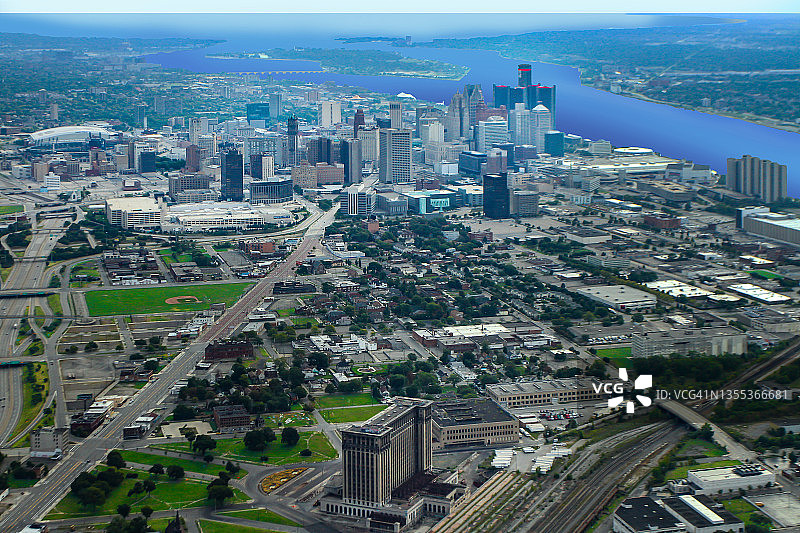 底特律：汽车城空中景观图片素材