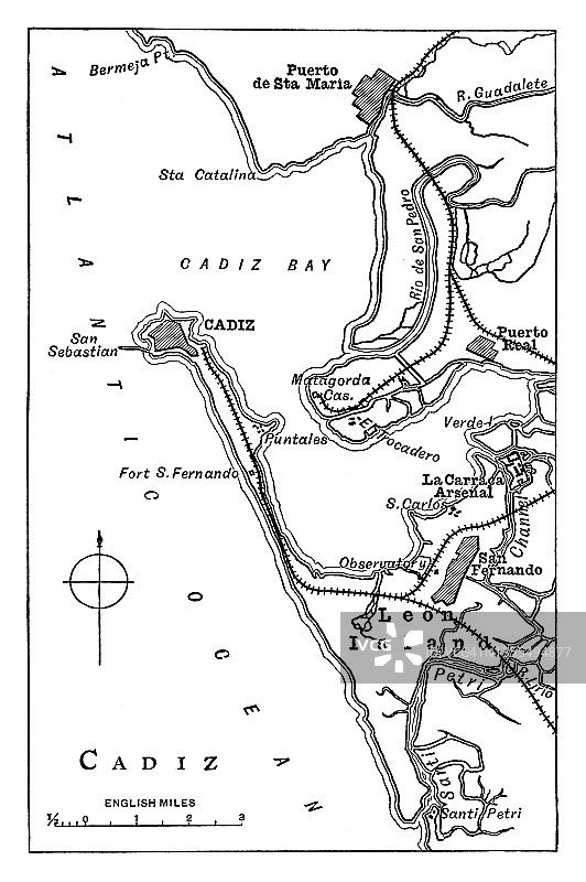 西班牙安达卢西亚加的斯古城港口古老雕刻地图图片素材