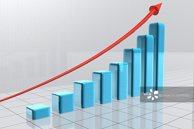 箭头越过形成统计数据的柱状图图片素材