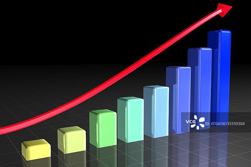 彩色上升条上的箭头图片素材