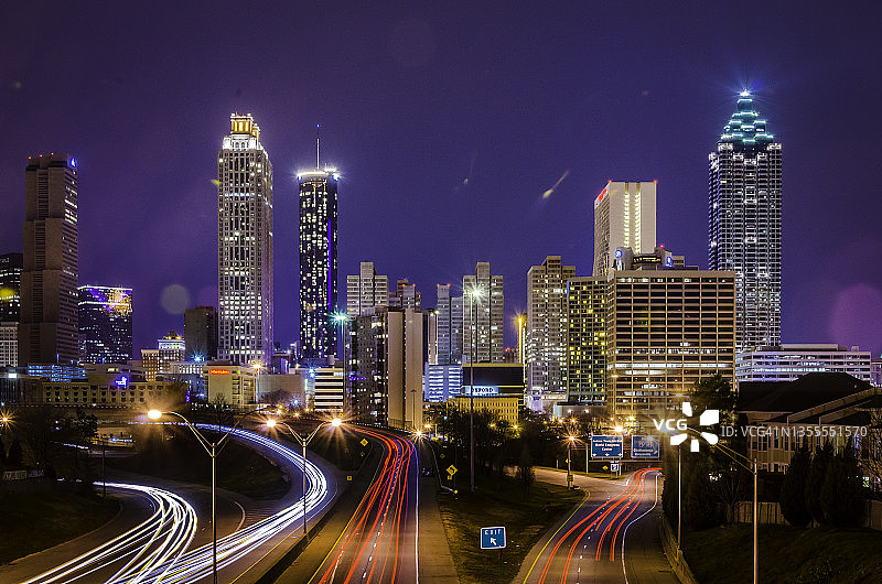 亚特兰大市中心夜景图片素材