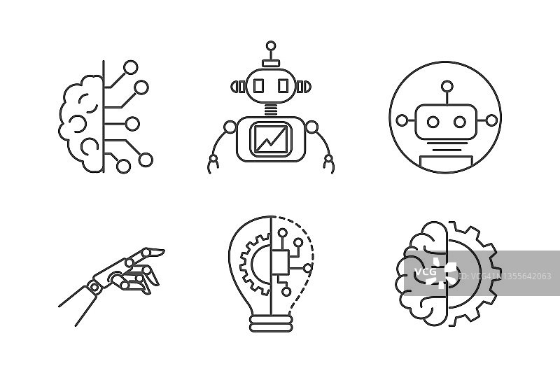 人工智能机器人图标集图片素材