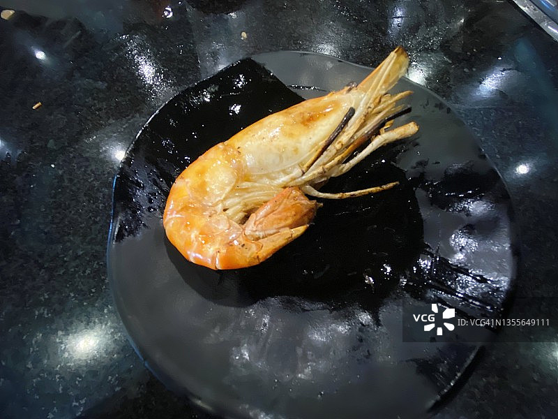 黑盘烤对虾图片素材