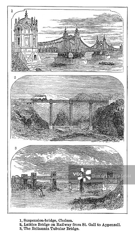 桥梁古老雕刻插图图片素材