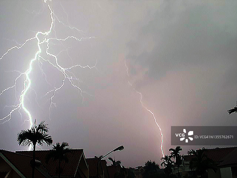 双重叉状闪电图片素材