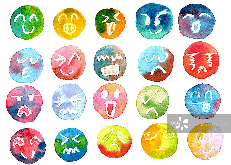 彩色表情符号面孔插图图片素材