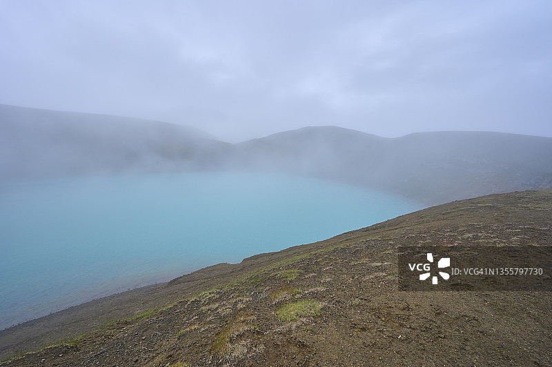 克拉夫拉火山维提火山湖，米湖地区，冰岛北部区，诺德尔兰德图片素材