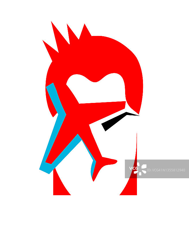 眼睛上有飞机的摇滚明星插画图片素材