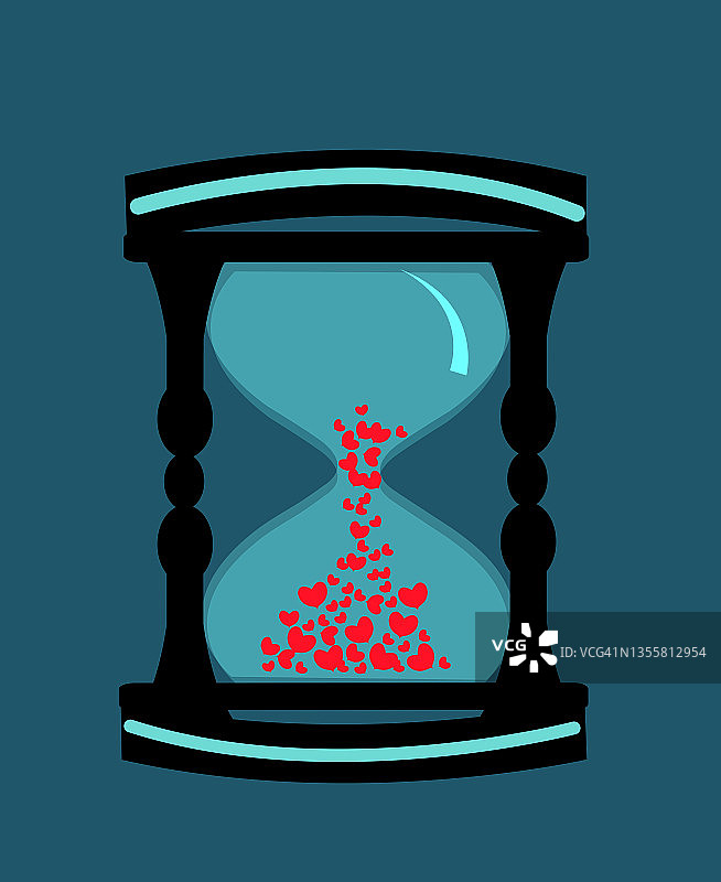 带有心形的沙漏插图图片素材