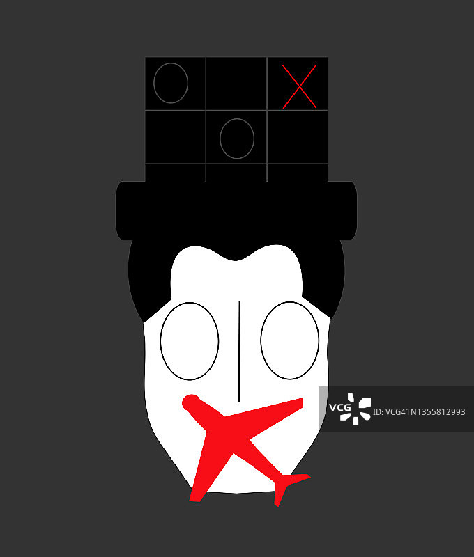 用飞机交叉遮住嘴巴表示沉默的男人插画图片素材