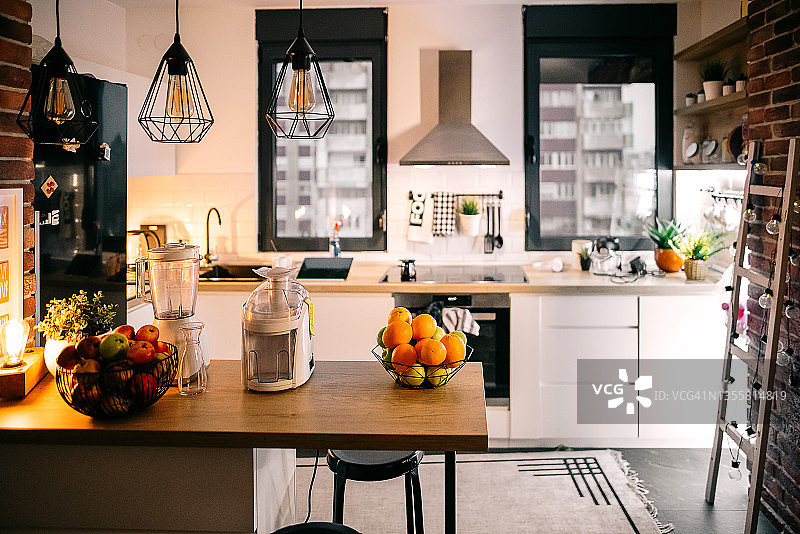 现代厨房室内设计图片素材