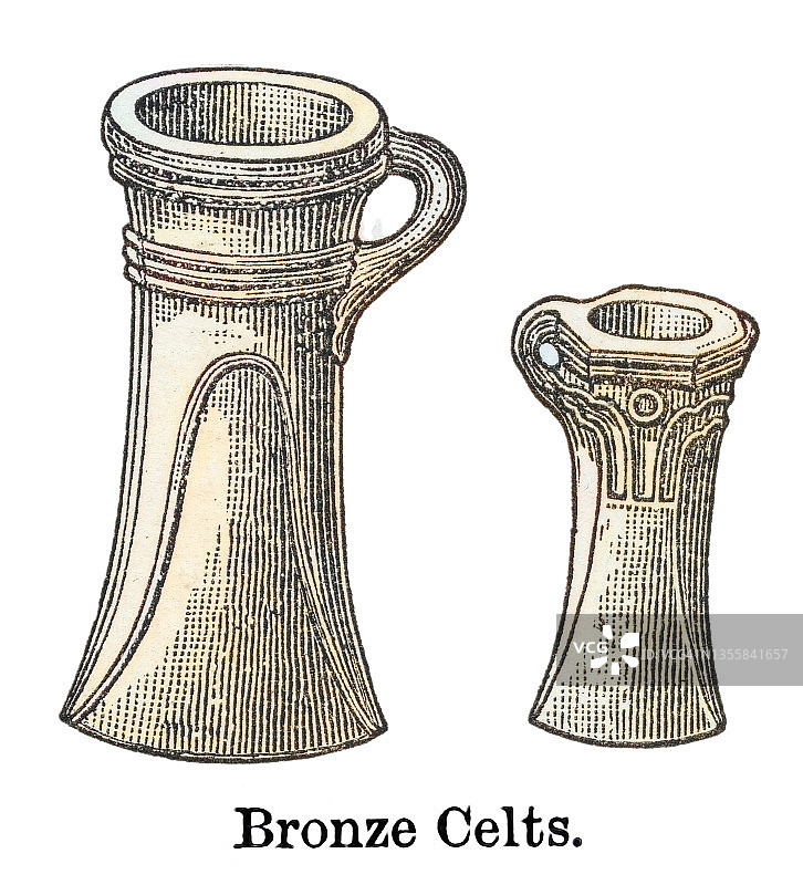 青铜工具老式雕刻插图 - 凯尔特斧头图片素材