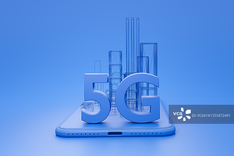 蓝色手机网络的5G安全连接互联网通信图片素材