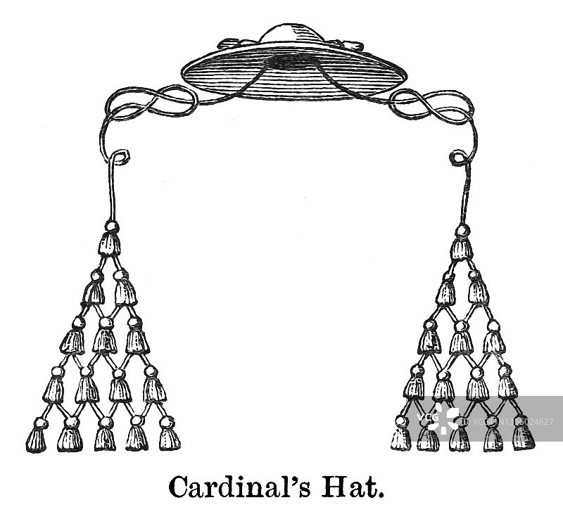 天主教枢机主教的盾徽古老雕刻插图图片素材