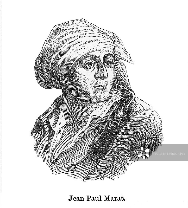 法国政治理论家、医生和科学家让-保罗·马拉的肖像图片素材