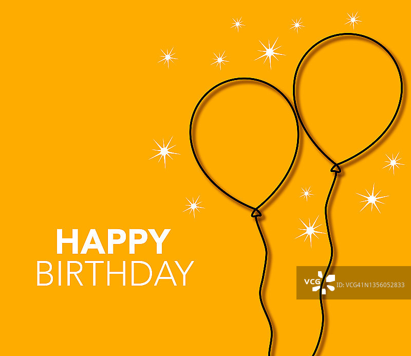 气球与生日祝福插画图片素材