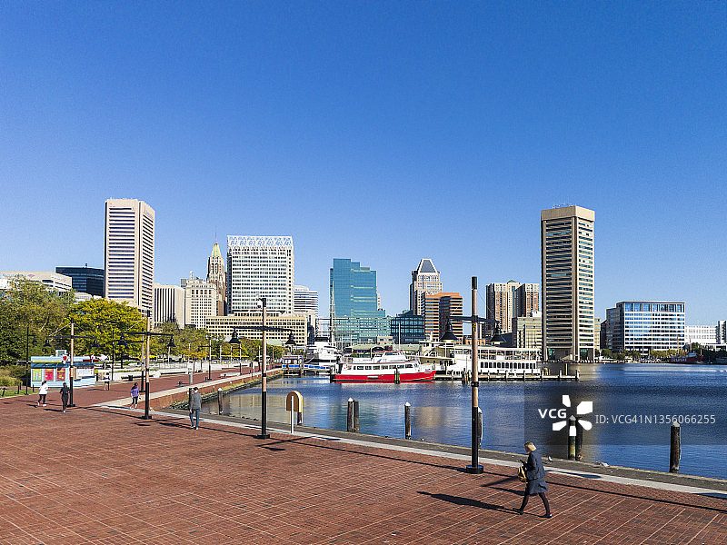 马里兰州巴尔的摩内港的城市天际线图片素材