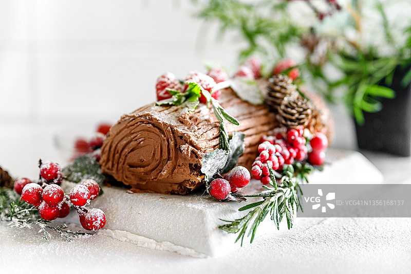 圣诞树桩蛋糕图片素材