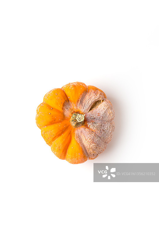 腐烂的南瓜，白色背景，食物发霉，劣质食物图片素材