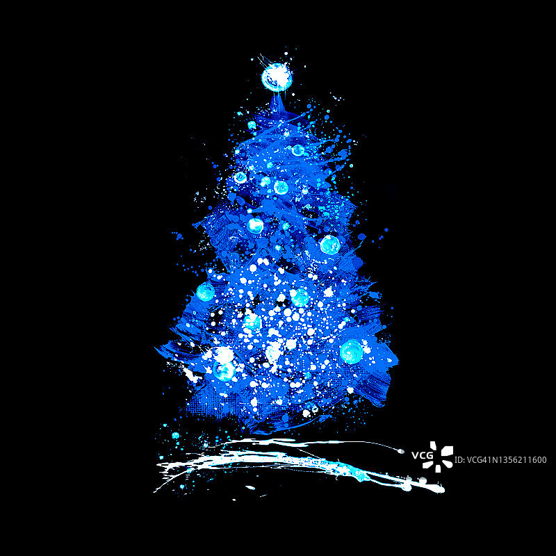 蓝色油漆圣诞树图片素材