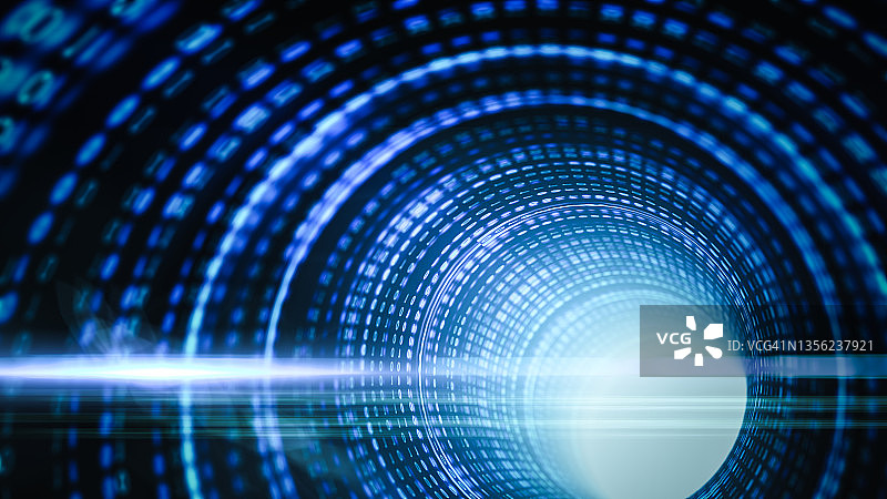 带有镜头光晕的二进制3D隧道图片素材