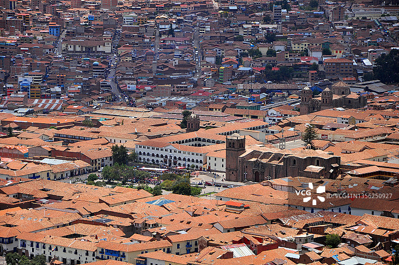 秘鲁库斯科房屋和寺庙全景图片素材