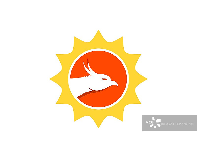 带有凤凰头的闪亮太阳图片素材