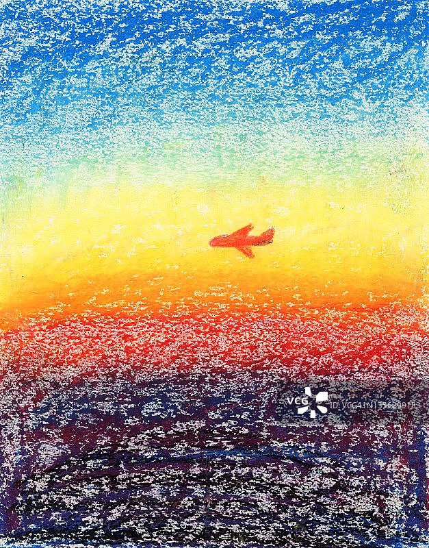 日落下的飞机图片素材