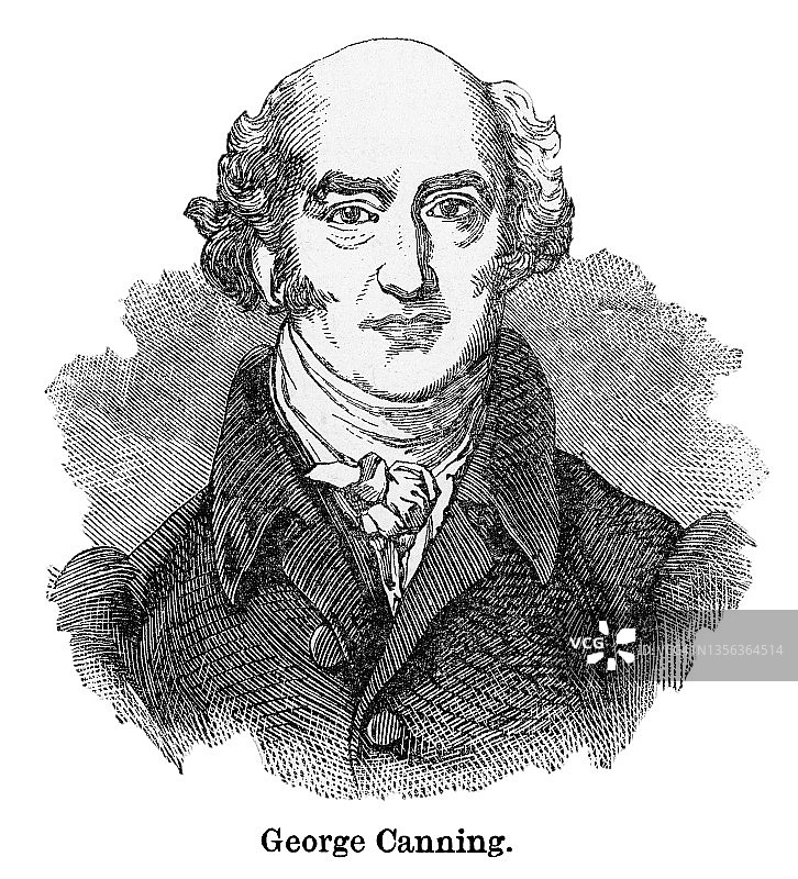 英国前首相、保守党政治家乔治·坎宁肖像图片素材