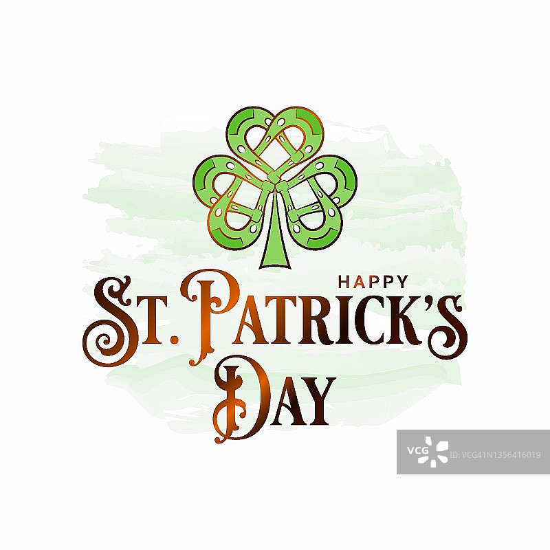 圣帕特里克节三叶草：白色背景上的金色三叶草图片素材