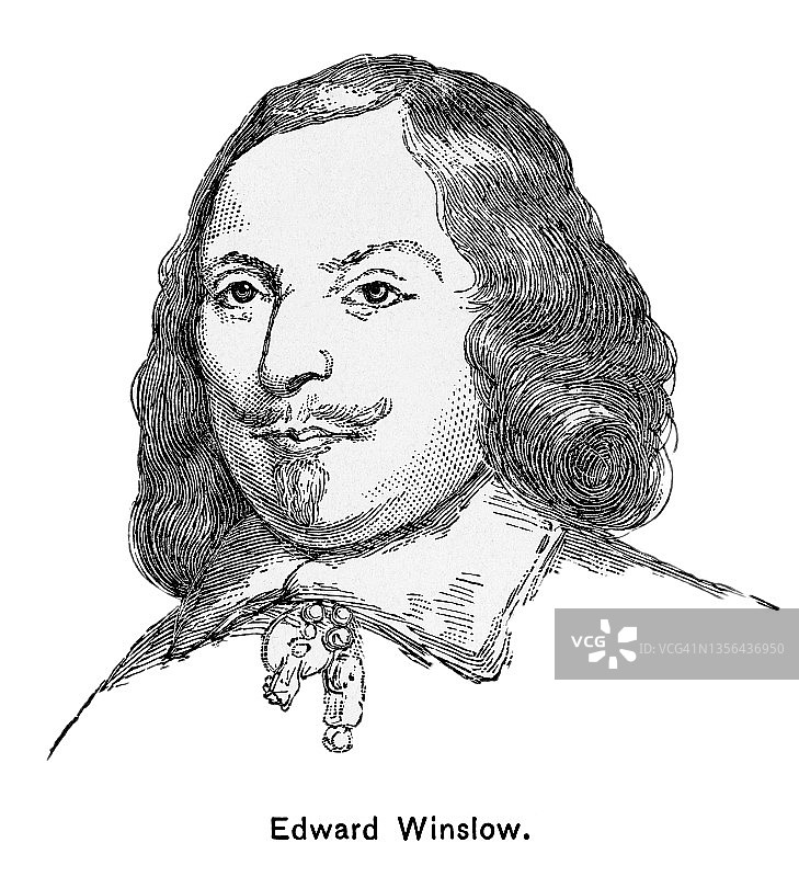 爱德华·温斯洛肖像，1620年乘坐“五月花号”的清教徒图片素材