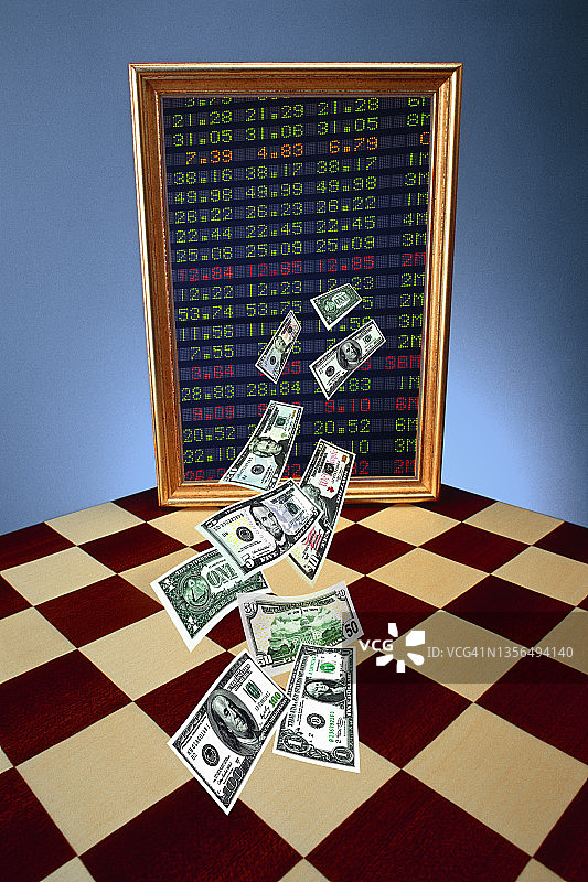 股票人物和美元的超现实图像图片素材