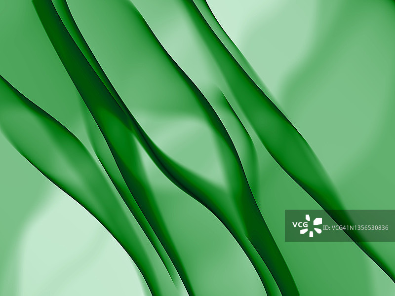 绿色抽象波浪条纹透明曲线流体背景图片素材