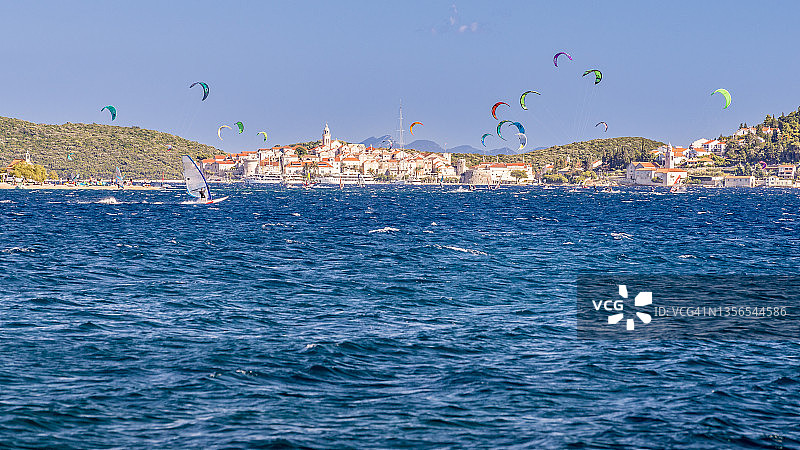 科尔丘拉镇，科尔丘拉岛，达尔马提亚，克罗地亚，亚得里亚海，欧洲图片素材