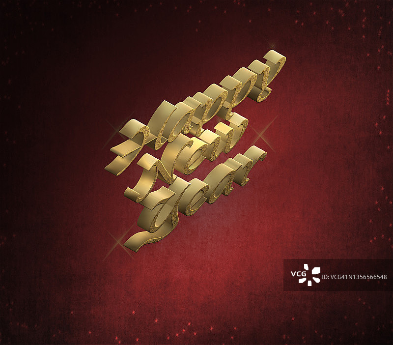 新年快乐金色字样，深色背景图片素材