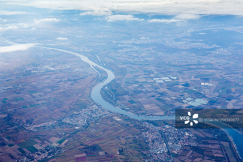 法兰克福附近莱茵河航拍图片素材