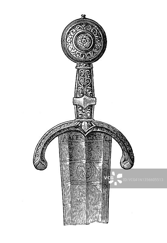 切萨雷·博尔吉亚剑古老雕刻插图图片素材