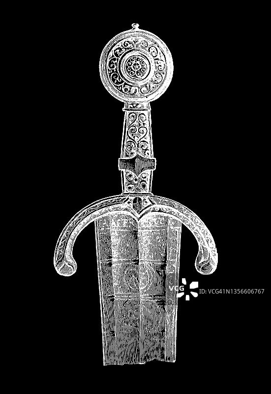 切萨雷·博尔吉亚剑古老雕刻插图图片素材