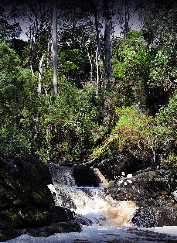 亚拉溪瀑布，澳大利亚塔斯马尼亚州金岛图片素材