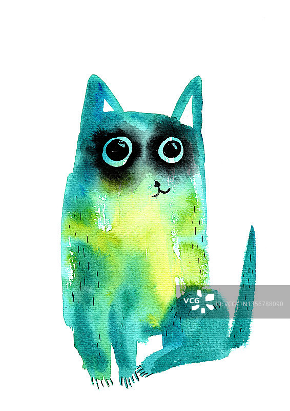 抽象彩色猫插画图片素材