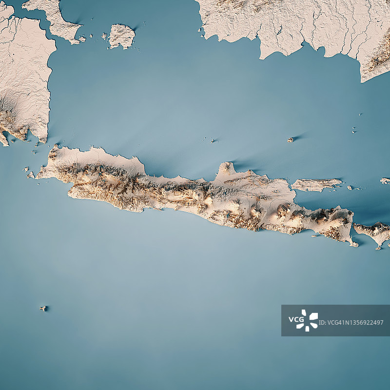 爪哇岛3D地形图图片素材