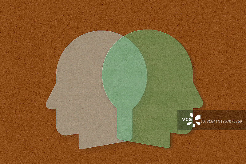 彩色透明纸反向剪影头像图片素材