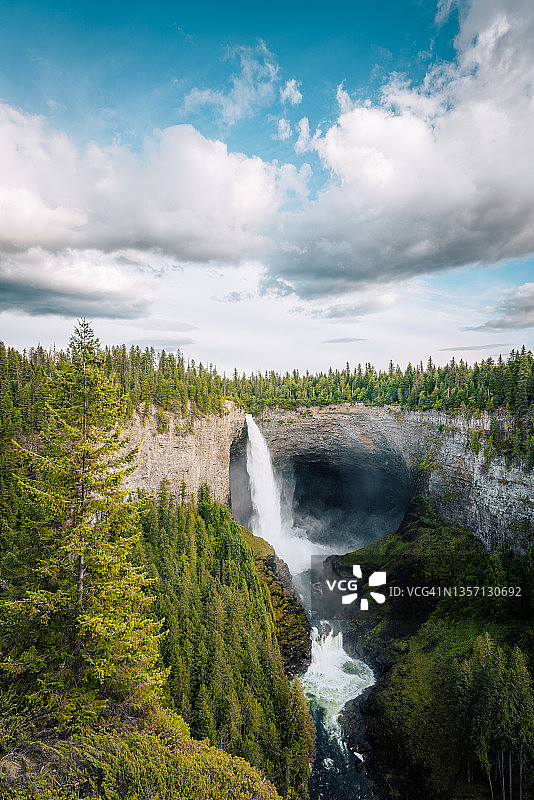 加拿大不列颠哥伦比亚省威尔斯格雷省立公园的赫尔姆肯瀑布图片素材