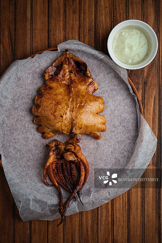 黄油酱油烤鱿鱼图片素材