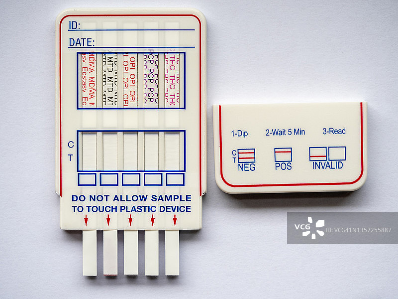用于检测尿液的多药筛查试剂盒，白色背景图片素材