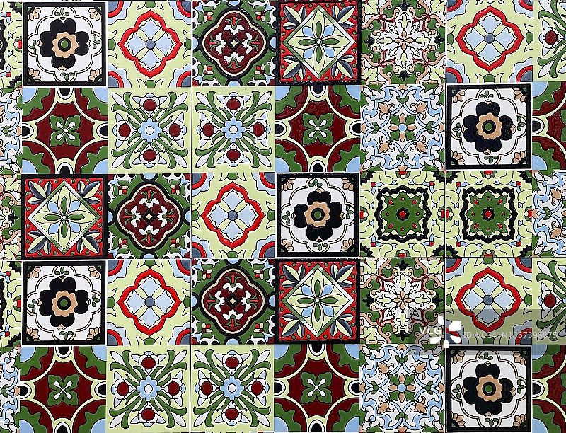 多种图案和设计的陶瓷墙砖图片素材