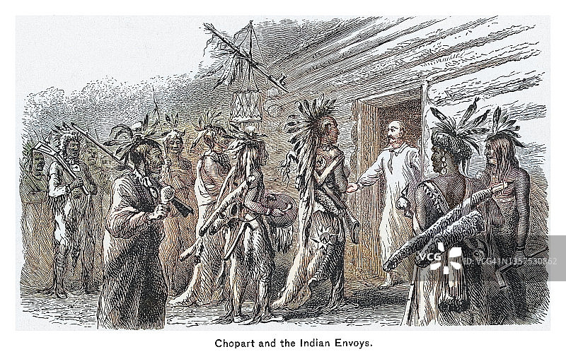 谢帕尔先生与印度使节的古旧雕刻插图图片素材